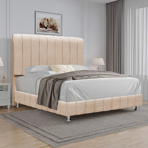 Base Cama King Size Minimalista Moderna Combo Con Cabecera