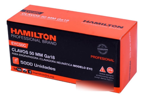 Pack 5000 Clavos Clavadora 2 X 50 Mm Hamilton Engrampadora