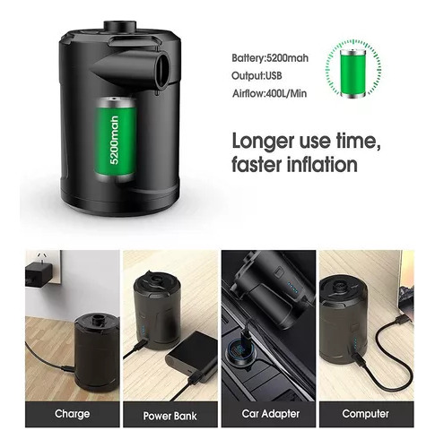 Nuevo Bomba De Aire Portátil Recargable Por Usb Con