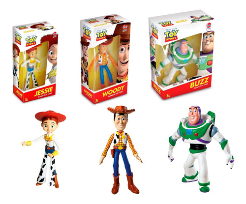 Kit Coleção Toy Story - Woody, Buzz E Jessie Vinil 18cm