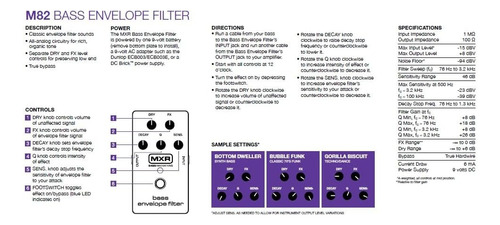 Mxr M82 Analógico Bass Sobre Effects Pedal Bypass Con Sumini