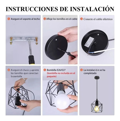 Lámpara De Techo E26 Para Iluminación Del Hogar, 1 Pieza Negro