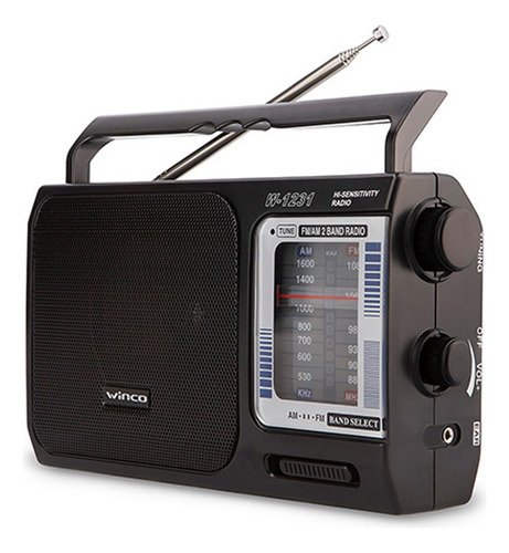 Radio Portatil Winco Am/fm W1231 Pilas Y Electrica Manija