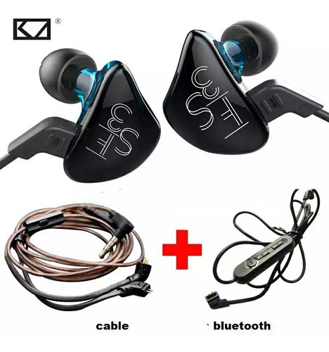 Audífonos Kz Es3 + Cable Bluetooth + Estuche Kz + Espumas
