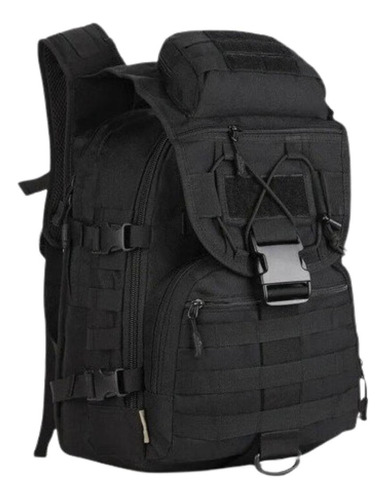 Mochila Tatica Militar Impecável 40l 800d Oxford 24h Cor Cargueiro Preto Liso