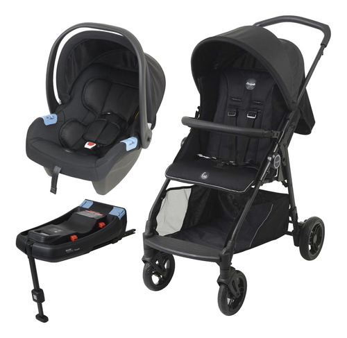 Carrinho De Bebê Lui Grafite Com Bebê Conforto Base Isofix