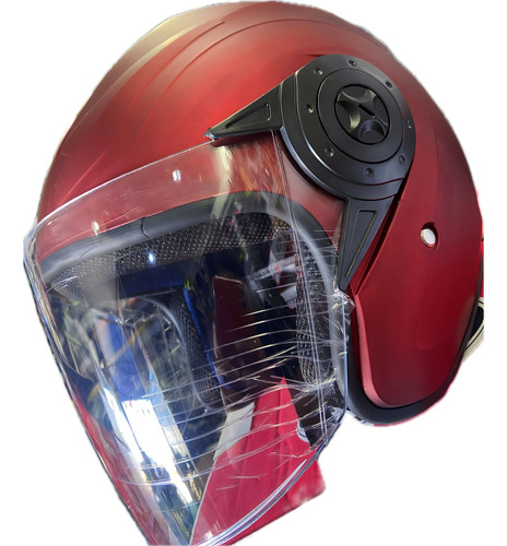 Casco De Moto Abierto Rojo Matte