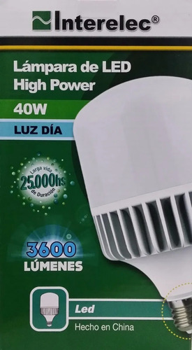 Imagen 5 de 8 de Lampara Led 40w Luz Dia E27 Interelec 3600 Lumen 402798