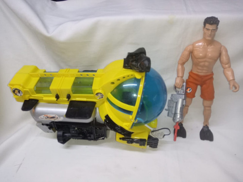 Action Man Con Arpon Y Submarino Amarillo Hasbro 1999 