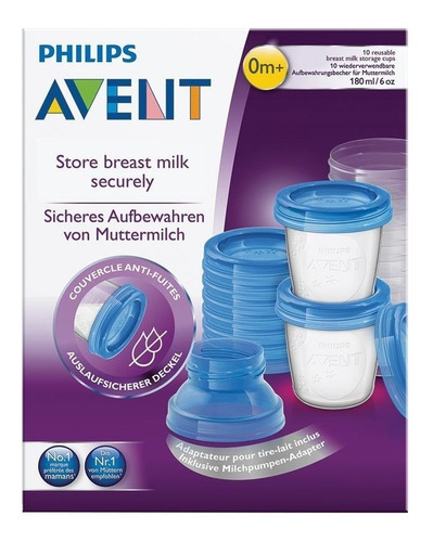 Imagen 3 de 6 de Avent Vasos Almacenamiento Leche Materna Reutilizables X10
