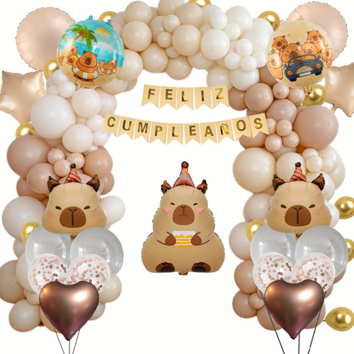 Combo Globos Capibara Fiesta Cumpleaños Deco Nude Set Nude Capibara