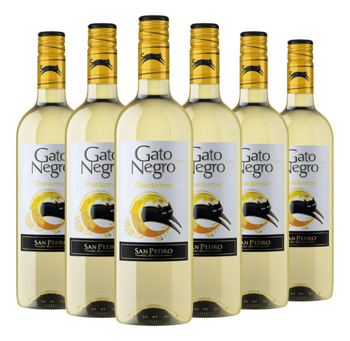 Kit Vinho Branco Gato Negro Chardonnay 750ml 06 Unidades