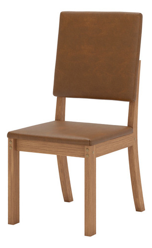 Kit 4 Cadeiras Estofadas Para Mesa De Jantar Milla Plus Henn Estrutura Da Cadeira Nature Assento Caramelo Desenho Do Tecido Liso