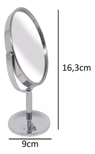 2 Espelhos De Mesa Oval Giratório Dupla Face Aumento Zoom P
