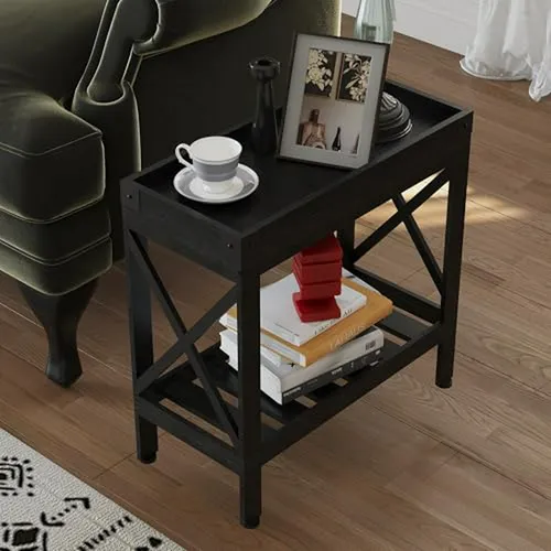 Mesa Lateral Estrecha Con Estación De Carga Y 2 Usb 21 7