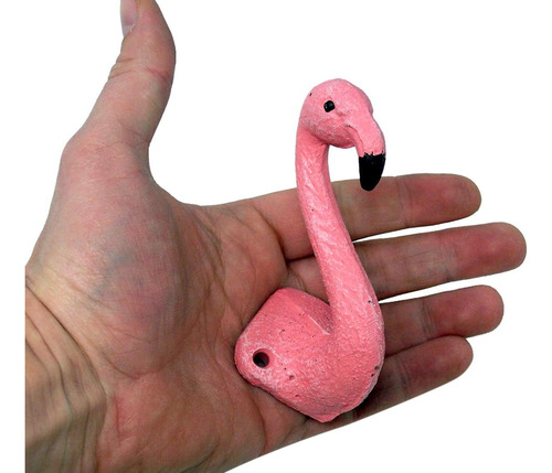 Pink Flamingo - Gancho De Pared De Hierro Fundido De 4 Pulga