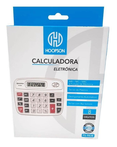 Calculadora Eletrônica 8 Dígitos Ps-9838 Hoopson