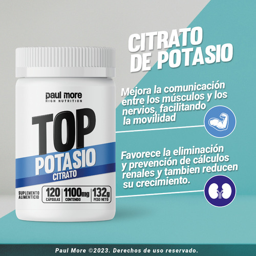 Imagen 4 de 5 de Citrato De Potasio 120 Cápsulas de 1100mg. Premium. Rinde 4 meses