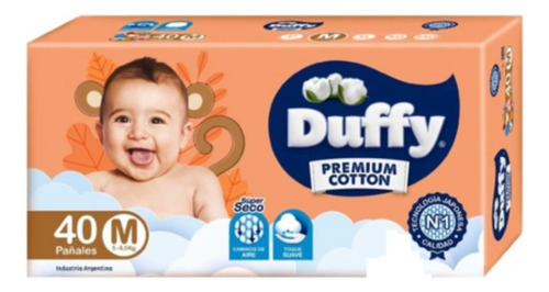 Pañales Bebes Duffy Cotton Premium Talle M x 40 un