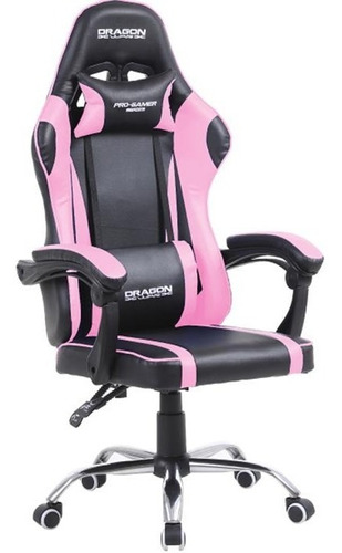 Silla Gamer Ergonómica Dragon Xt Falkor Rosa-negro Ne-4 /vc