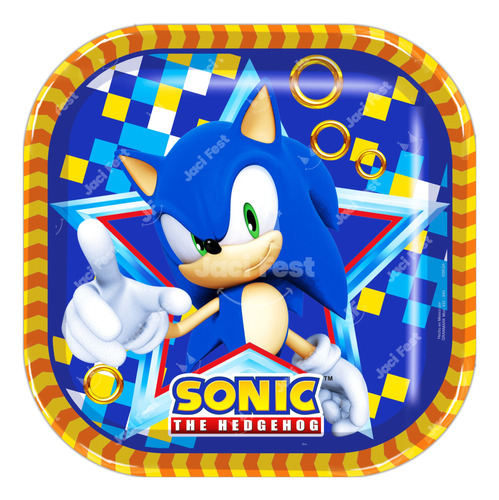 Platos Desechables Grandes Sonic 12pz Artículo Fiesta Son0h1