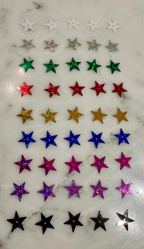 500 Lentejuelas Estrella Surtidas 12mm. Hermosas!! Oferta!