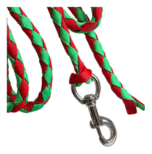 Cuerda De Plomo Para Caballos Con Clip 4 Metros Verde Rojo