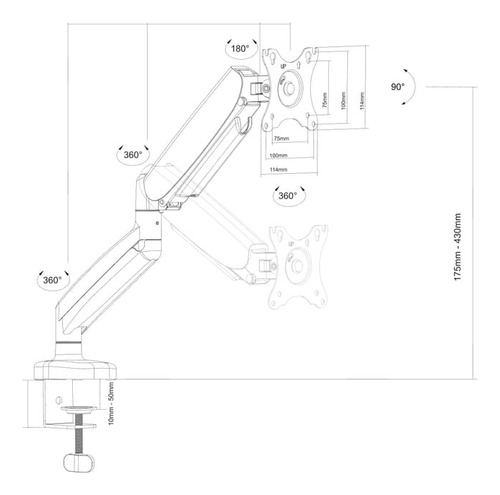 Soporte Para Monitor 14 A 32 Brazo Ajustable 360° Inpro Simple