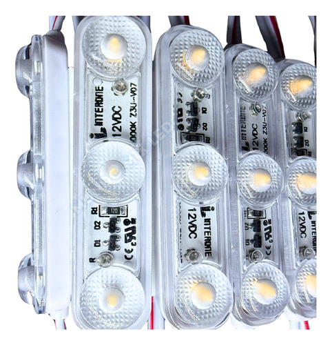 2500pçs Módulo Led Interone 2w 3-leds 12v Ip68 Branco Quente