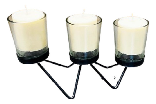 Porta Vela Importado De Metal 30 Cm 3 Velas Tendencia Zen