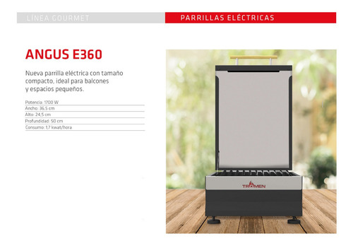Imagen 4 de 10 de Parrilla Eléctrica Tromen E360 Angus 220v Gris