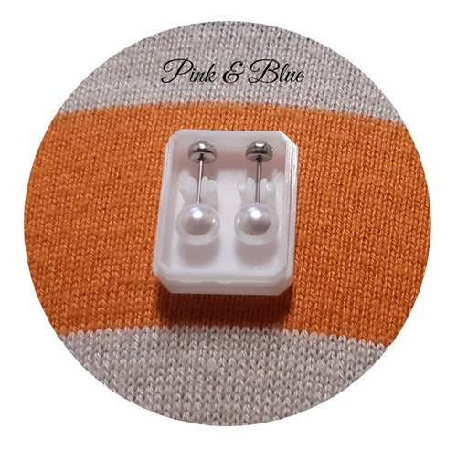 Imagen 2 de 3 de Aros Abridores Perla Blanca Sola 6mm - Acero Quirúrgico 316l