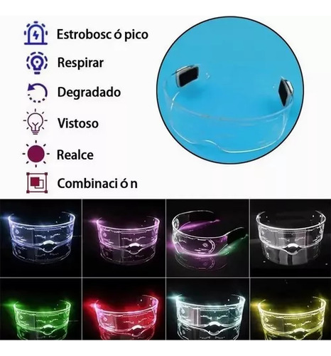 Gafas Luminosas Led Coloridas Con 7 Colores Ajustables