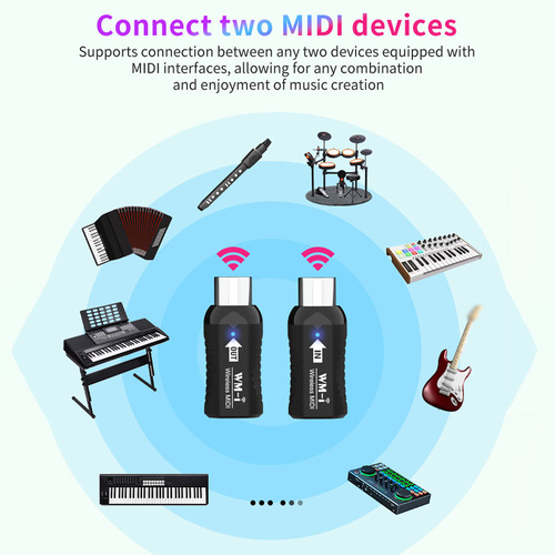 W Adaptador Midi Receptor Midi Sem Fio De Áudio Recarregável