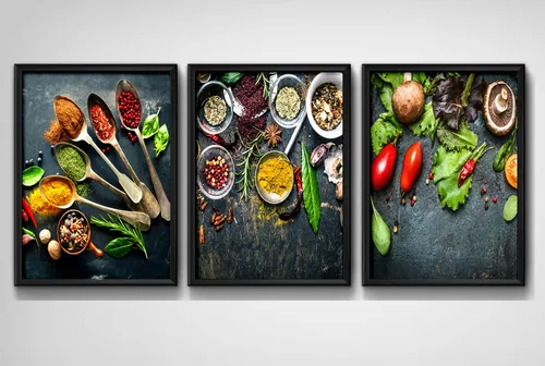 comprar Set 3 Cuadros Condimentos Cocina Gourmet Comedor Decoracion