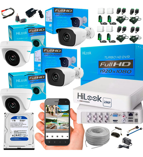 Camaras Hikvision Hilook Dvr 8ch +4 Cám 1080p + Disco + Rack