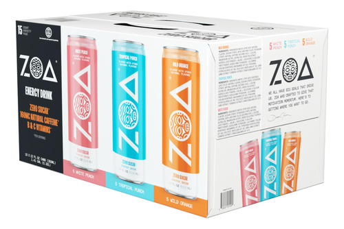 Bebidas Energeticas Zoa Zero Sugar, Paquete Variado De 15 Un