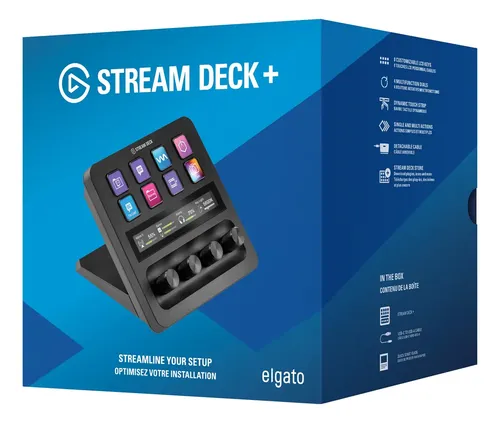その他 Stream Deck + Stream Deck Elgato Plus + 8 Teclas Knob 10gbd9901 - Preto
