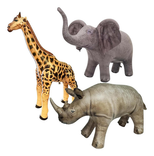 Jet Creations Safari Animal 3 Pack Elefante Jirafa Rinoceron