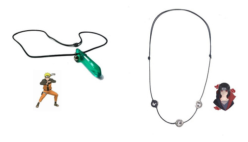Kit Com 1 Colar Itachi Uchiha E 1 Naruto Uzumaki Verde Anime