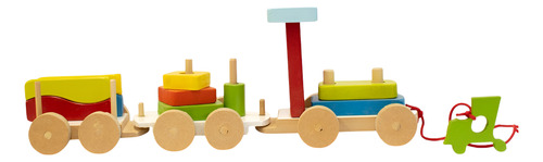 Juguete Infantil Tren Madera Encastre Arrastre 2 Vagón
