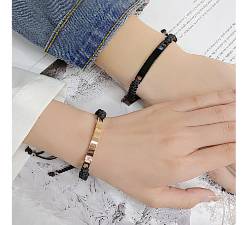 2 Pulseras Trenzadas Acero Inoxidable Ajustables Parejas