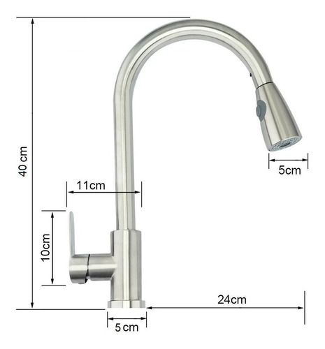 Canilla Monocomando Extensible Grifería Flexible Cocina Mesada Resistente Moderna Frio Calor