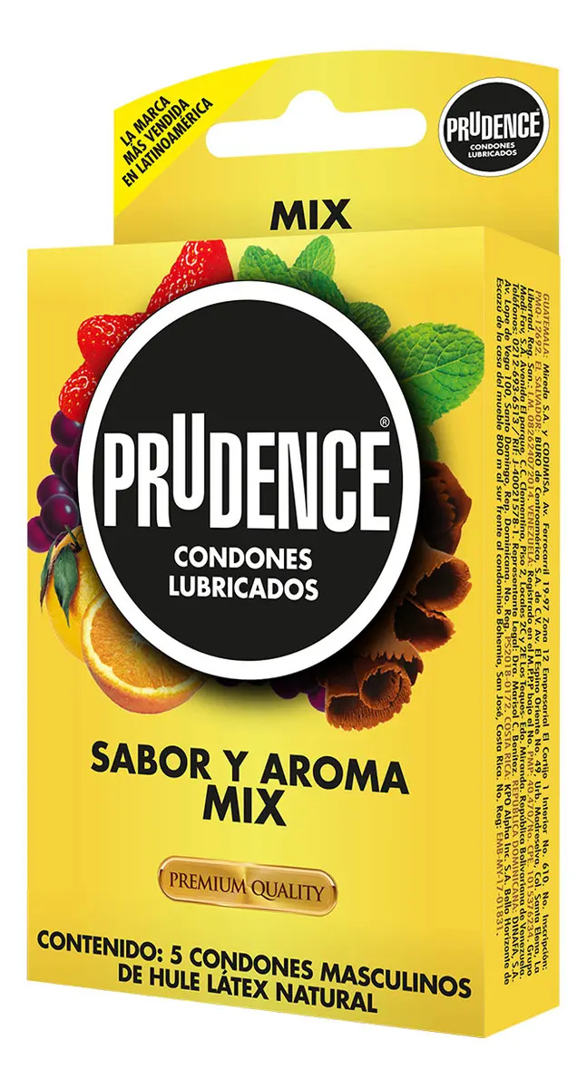 Preservativo Prudence Mix C/5 Lubricados con Sabor y aroma