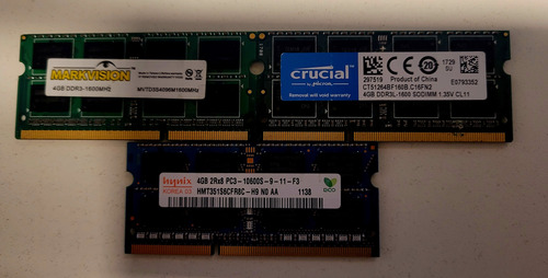 Lote Memoria Ram Ddr3 Sodimm X3