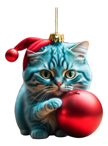3 Decoración Navideña De Gato, Figura De Gato 2023, Estilo