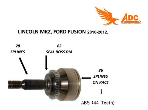 Junta Homocinética Lincoln Mkz 2007-2012 36 Int 28 Ext