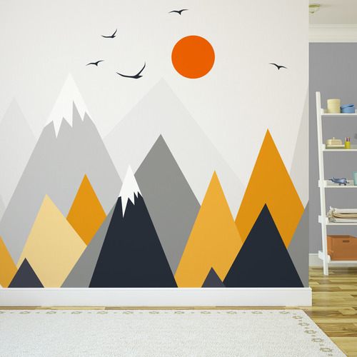 Papel De Parede Montanhas Paisagem Dia Painel 4 Rolos - 6m²