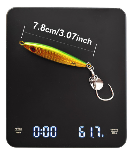 3pcs Jig 60g Señuelos Luminoso Para Pescar Lance Largo Mar Color 6003