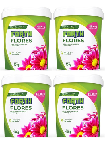 Kit 4 Potes Adubo Forth Flores 400gr Para Rosa Do Deserto